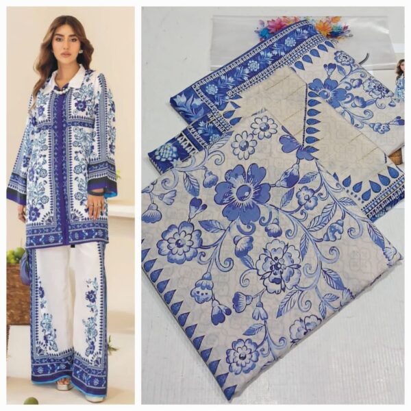 Luxury Digital viscose silk print shirt with Dupatta - Image 2