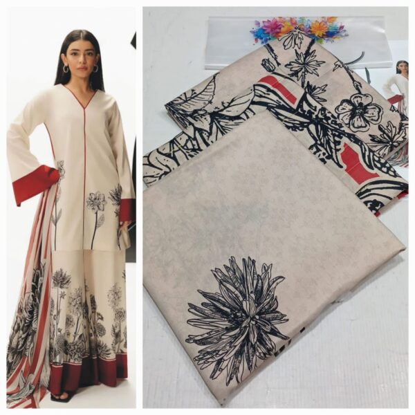 Luxury Digital viscose silk print shirt with Dupatta - Image 6