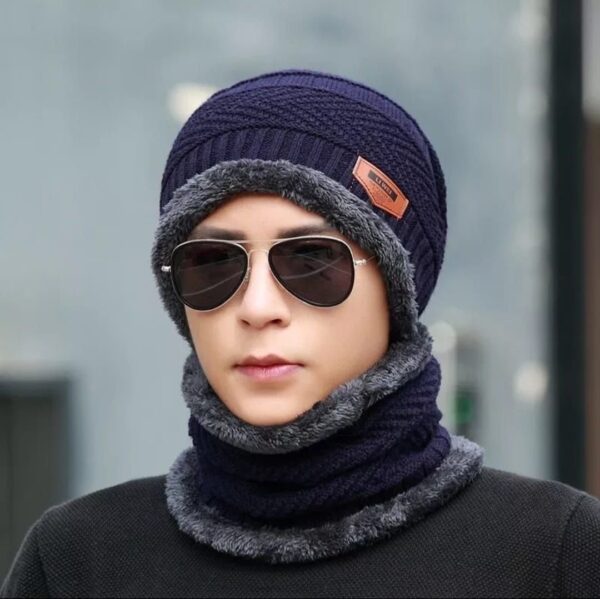 Beanie Wool Cap with Neck Warmer - Full Set (2 Pieces)